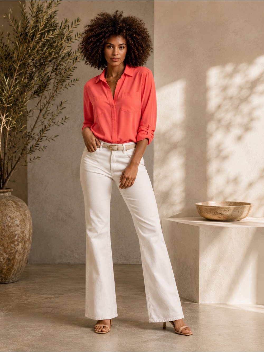 Chicos coral button down